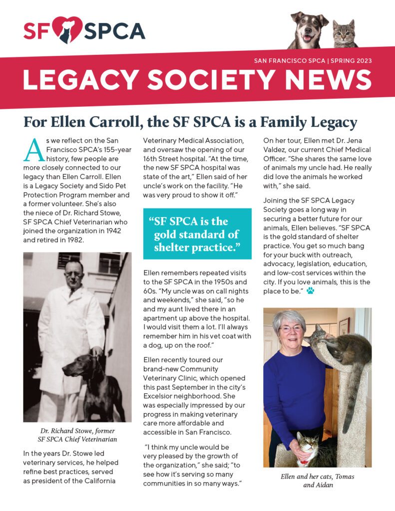 San Francisco SPCA Legacy Society News Spring 2023
