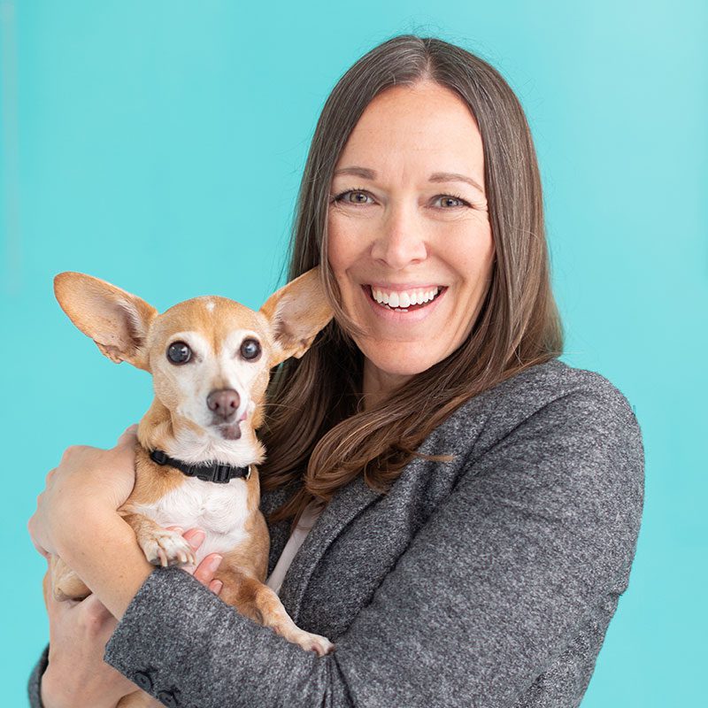San Francisco SPCA Chief People and Inclusion Officer Carrie Weaver with dog Molly