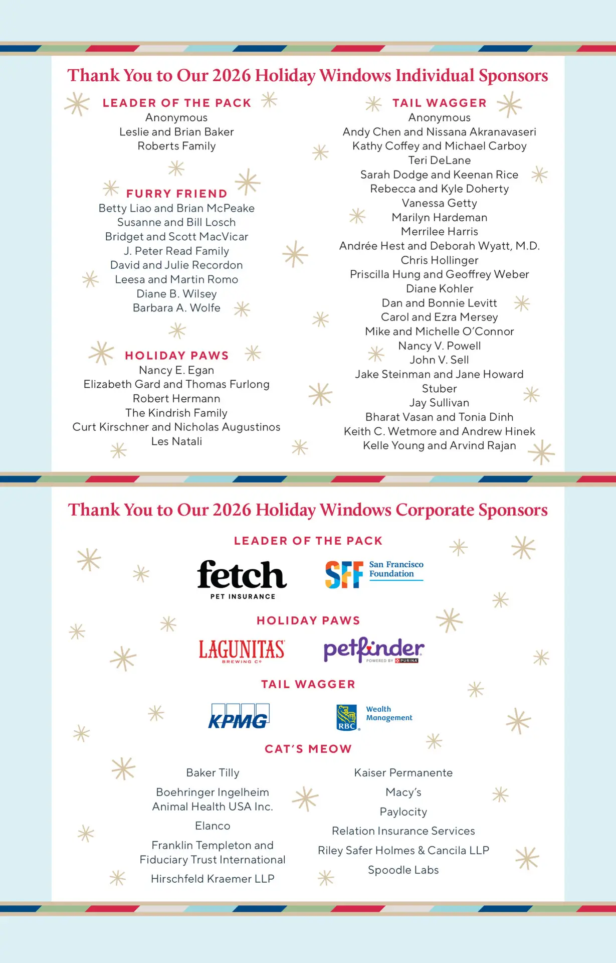 SF SPCA Meet the Stars of Holiday Windows 2026 Sponsors